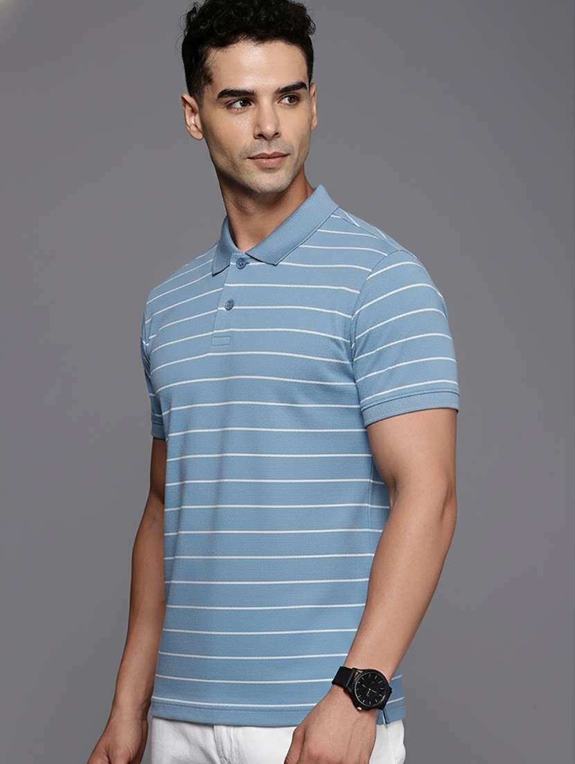 men striped short sleeve regular fit polo t-shirt