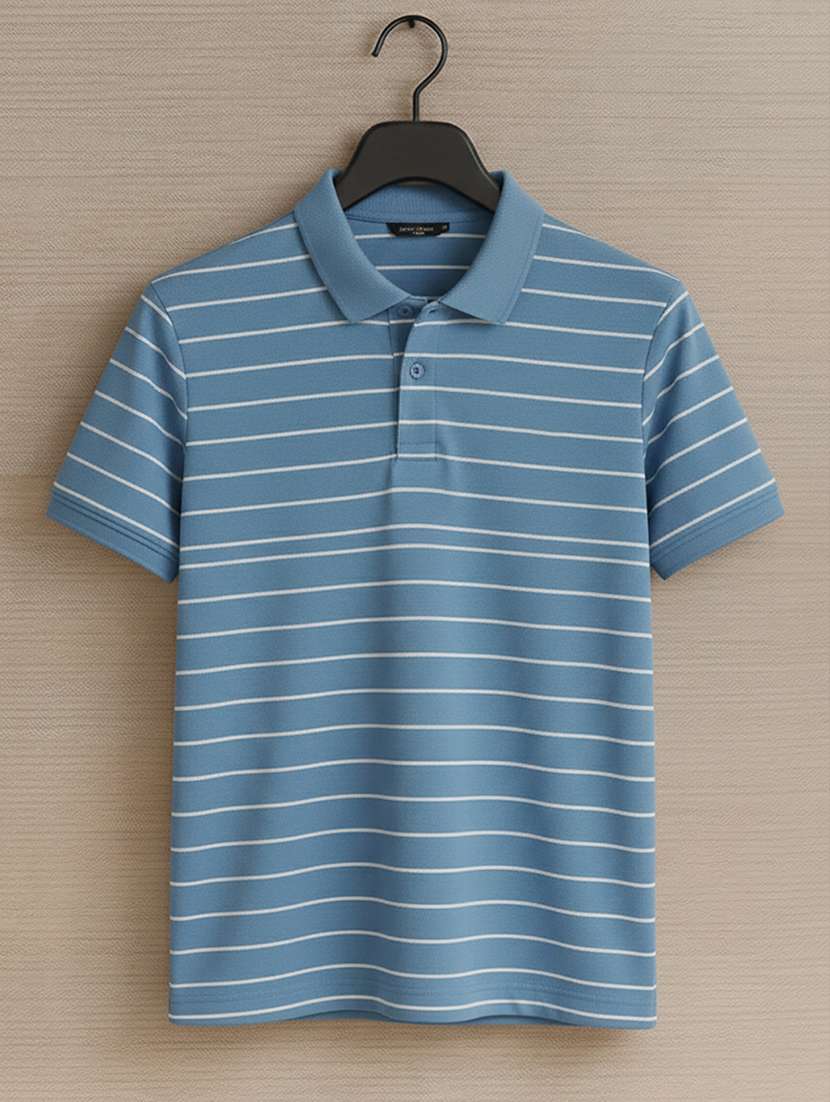 men striped short sleeve regular fit polo t-shirt - 22319951 -  Standard Image - 3