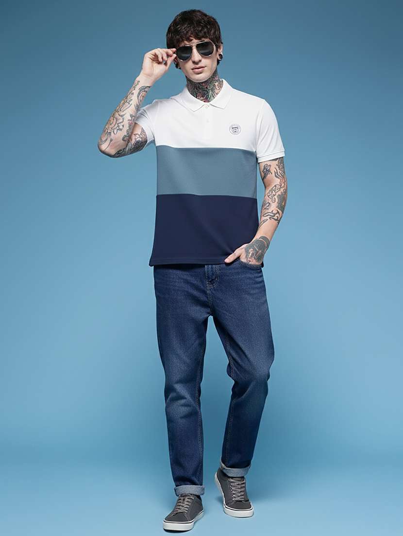 men color block short sleeve regular fit polo t-shirt - 22319966 -  Standard Image - 3