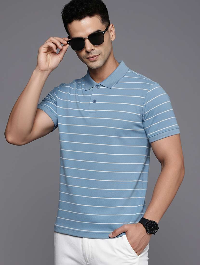 men striped short sleeve regular fit polo t-shirt