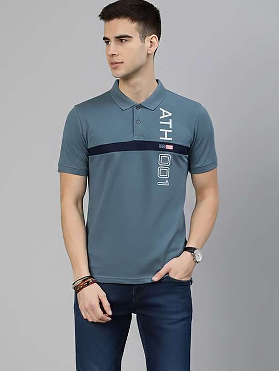 men printed short sleeve regular fit polo t-shirt