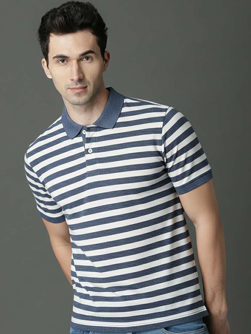 men striped short sleeve regular fit polo t-shirt