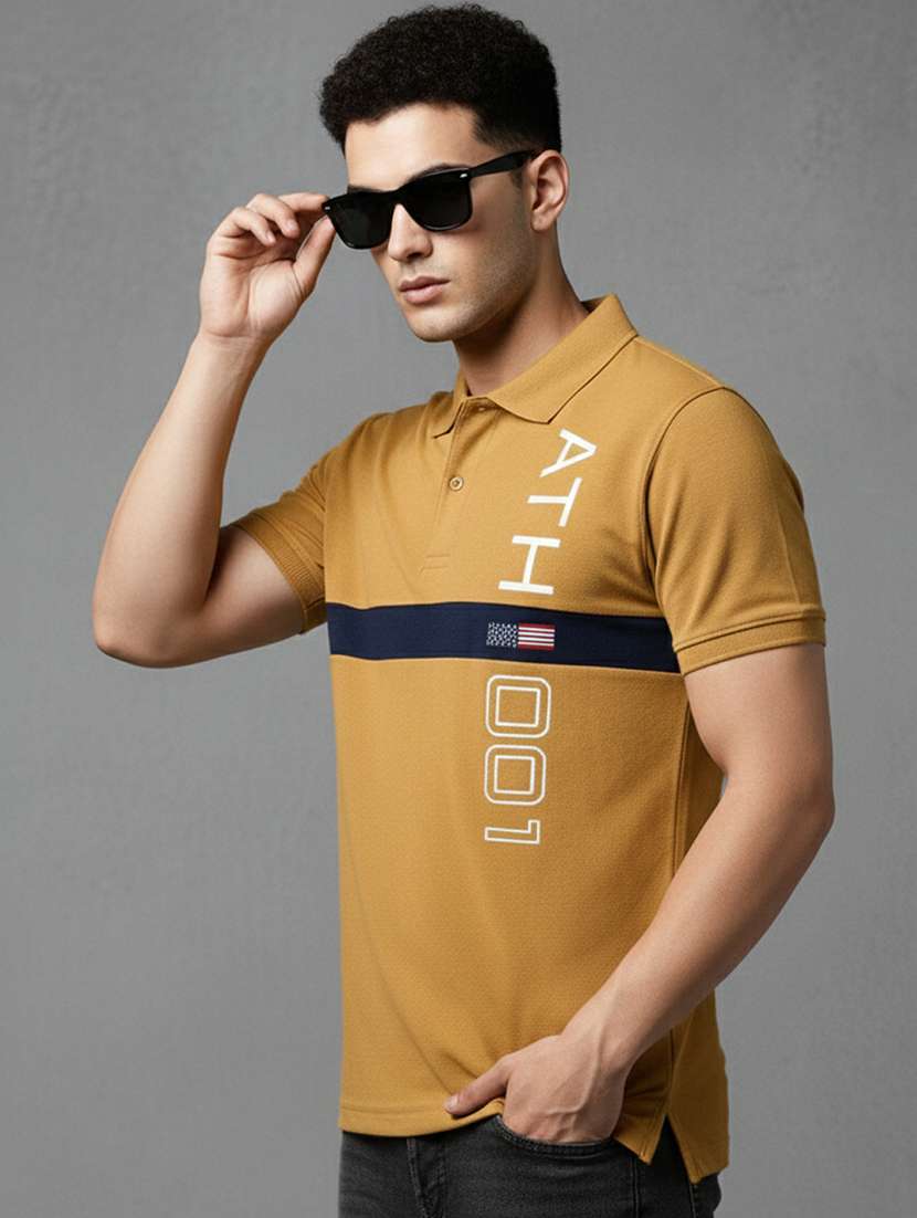 men printed short sleeve regular fit polo t-shirt