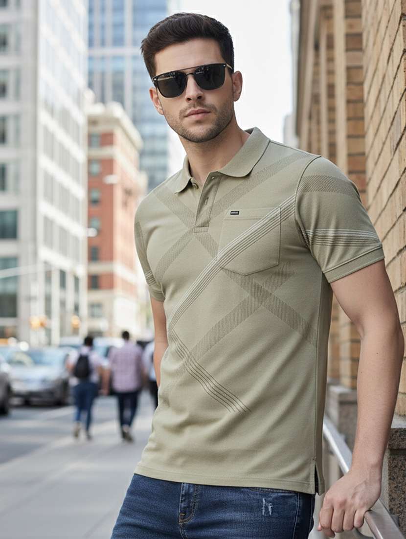 men printed short sleeve regular fit polo t-shirt