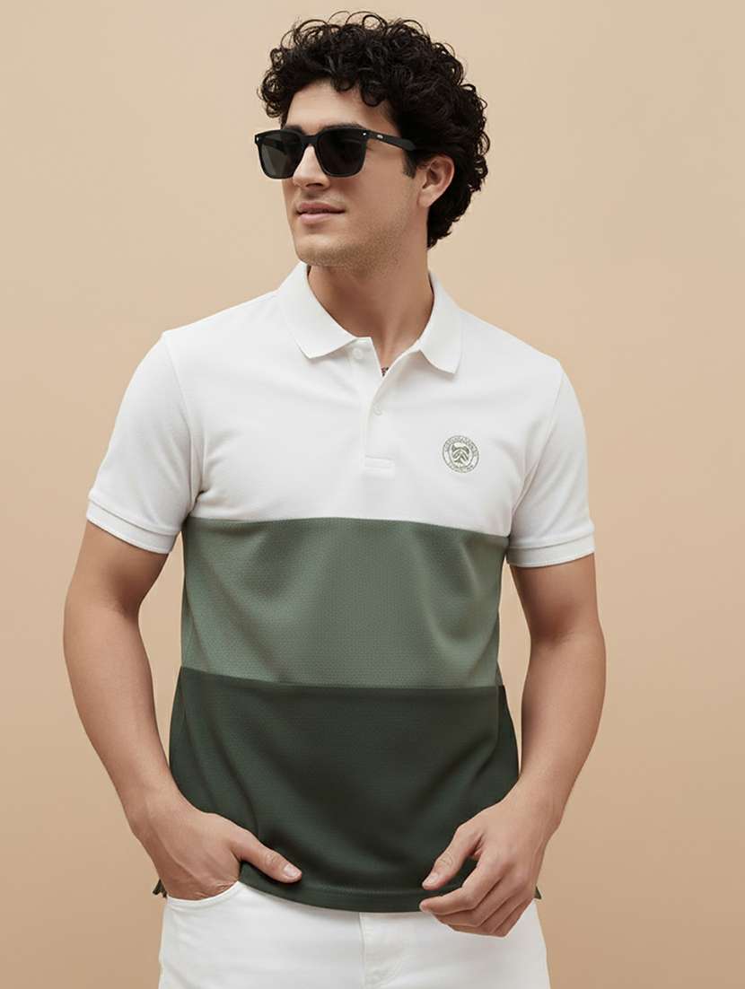 men color block short sleeve regular fit polo t-shirt