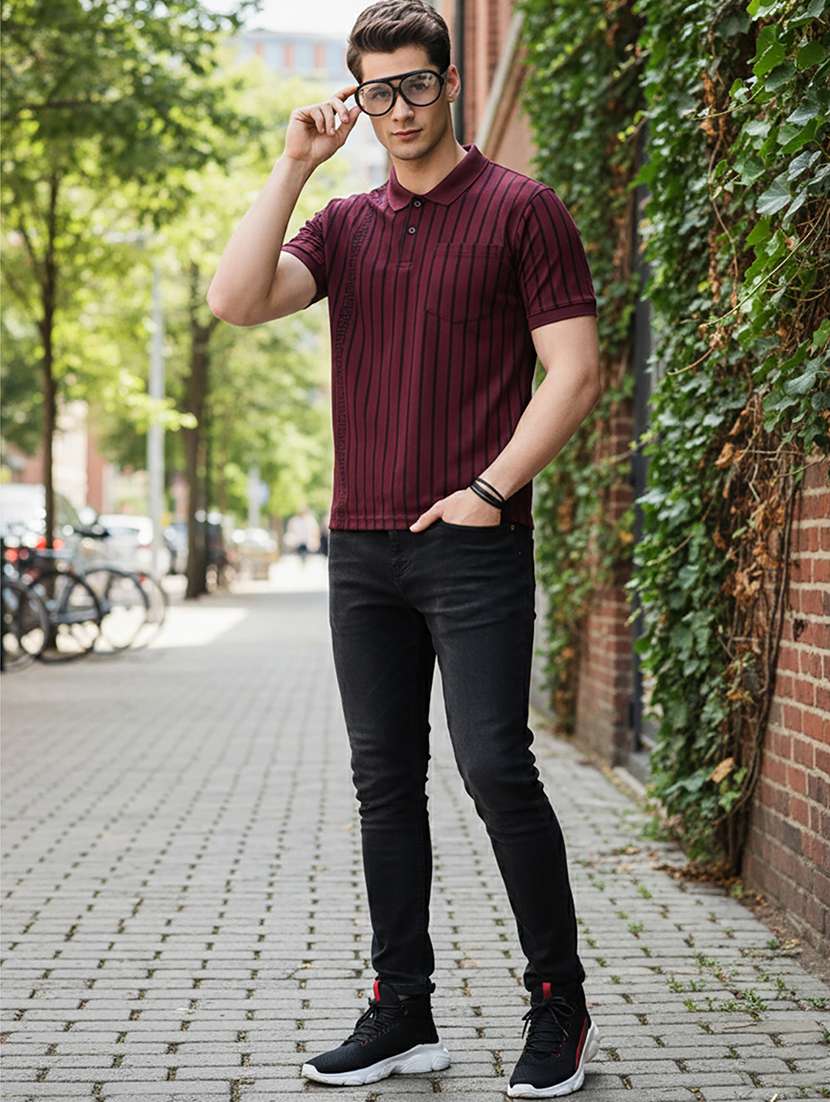 men striped short sleeve regular fit polo t-shirt - 22319992 -  Standard Image - 3