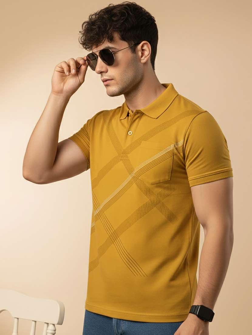 men printed short sleeve regular fit polo t-shirt