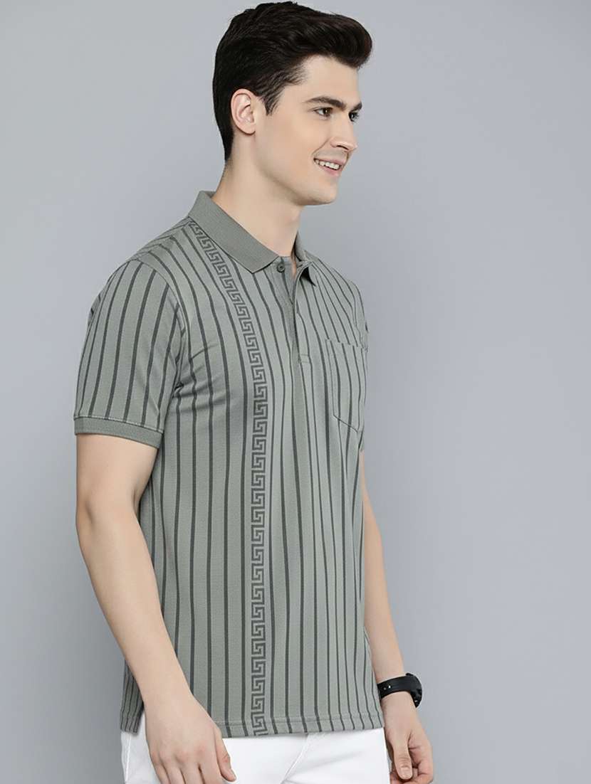 men striped short sleeve regular fit polo t-shirt