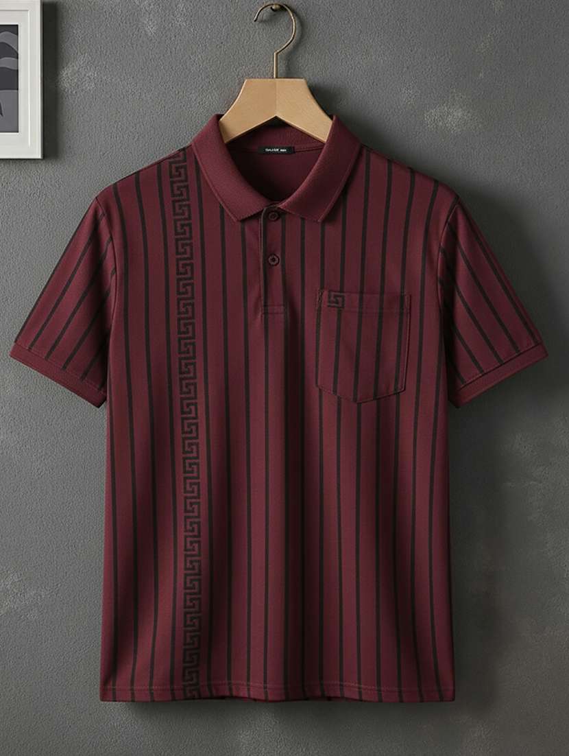 men striped short sleeve regular fit polo t-shirt - 22320011 -  Standard Image - 3