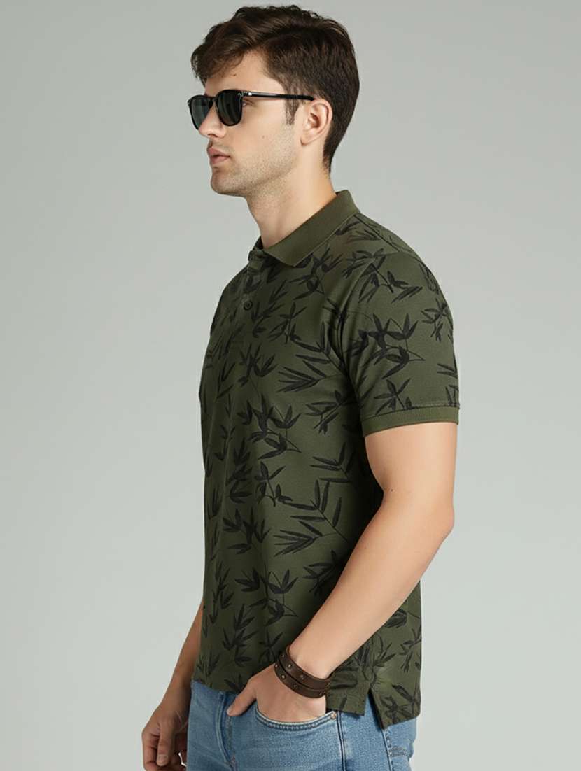 men printed short sleeve regular fit polo t-shirt