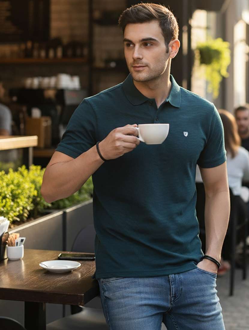 men solid short sleeve regular fit polo t-shirt