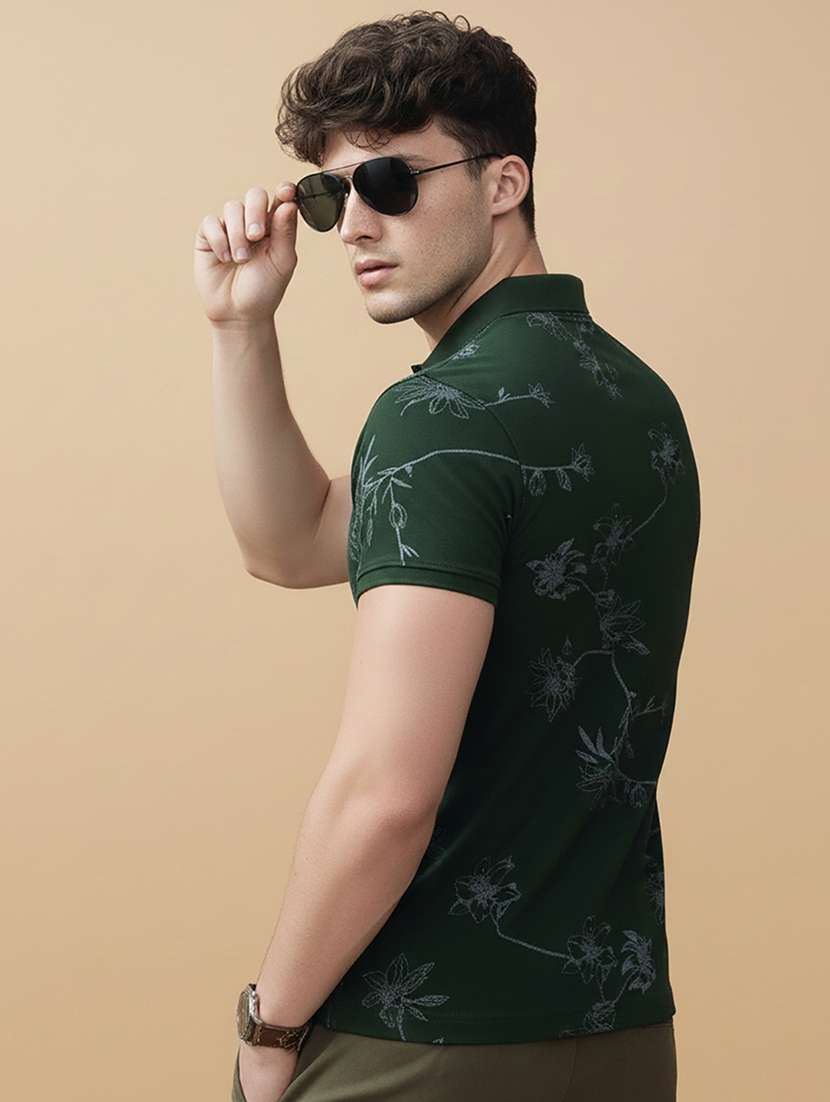 men printed short sleeve regular fit polo t-shirt