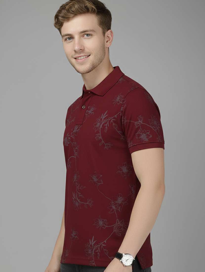 men printed short sleeve regular fit polo t-shirt