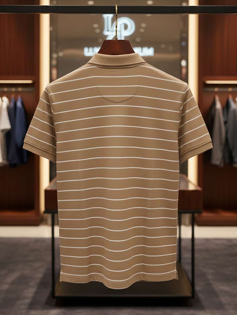 men striped short sleeve regular fit polo t-shirt - 22320120 -  Standard Image - 3