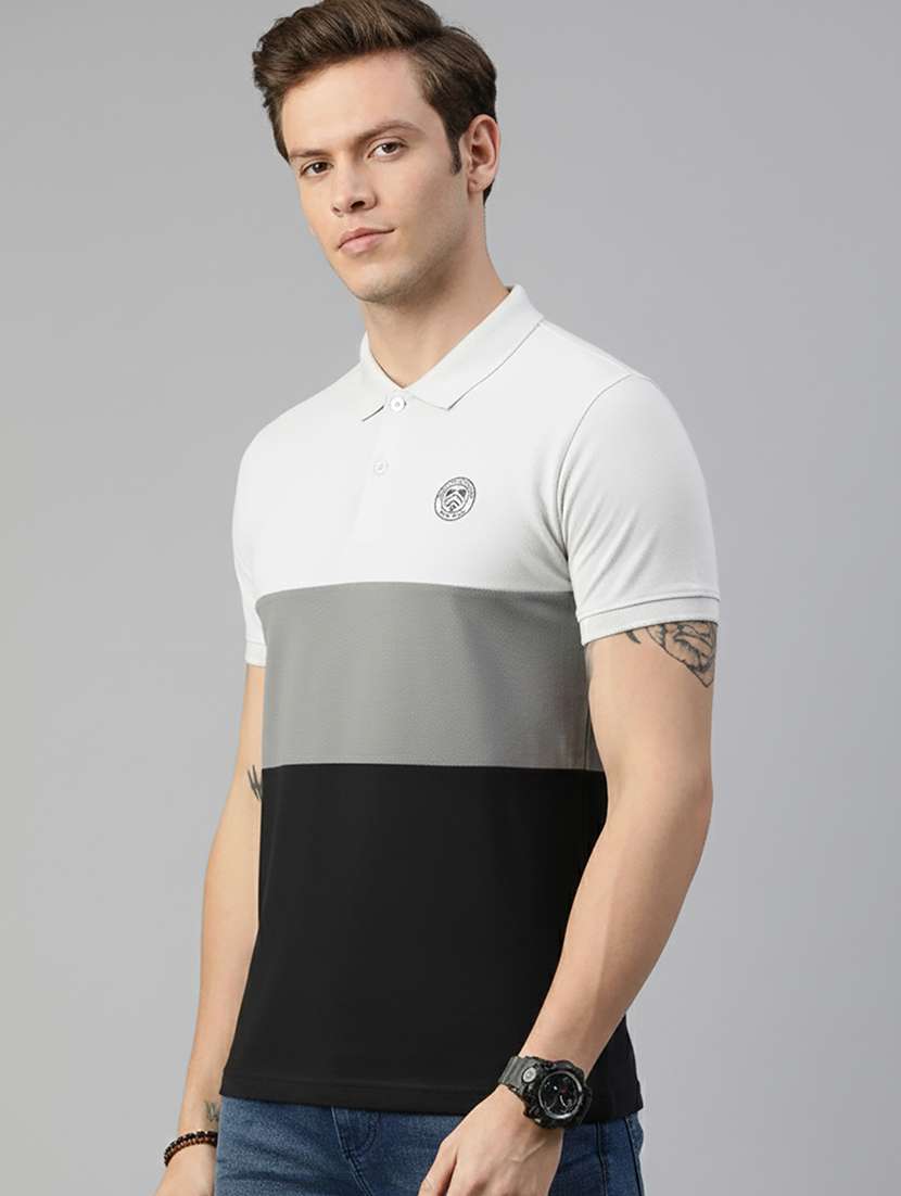 men color block short sleeve regular fit polo t-shirt