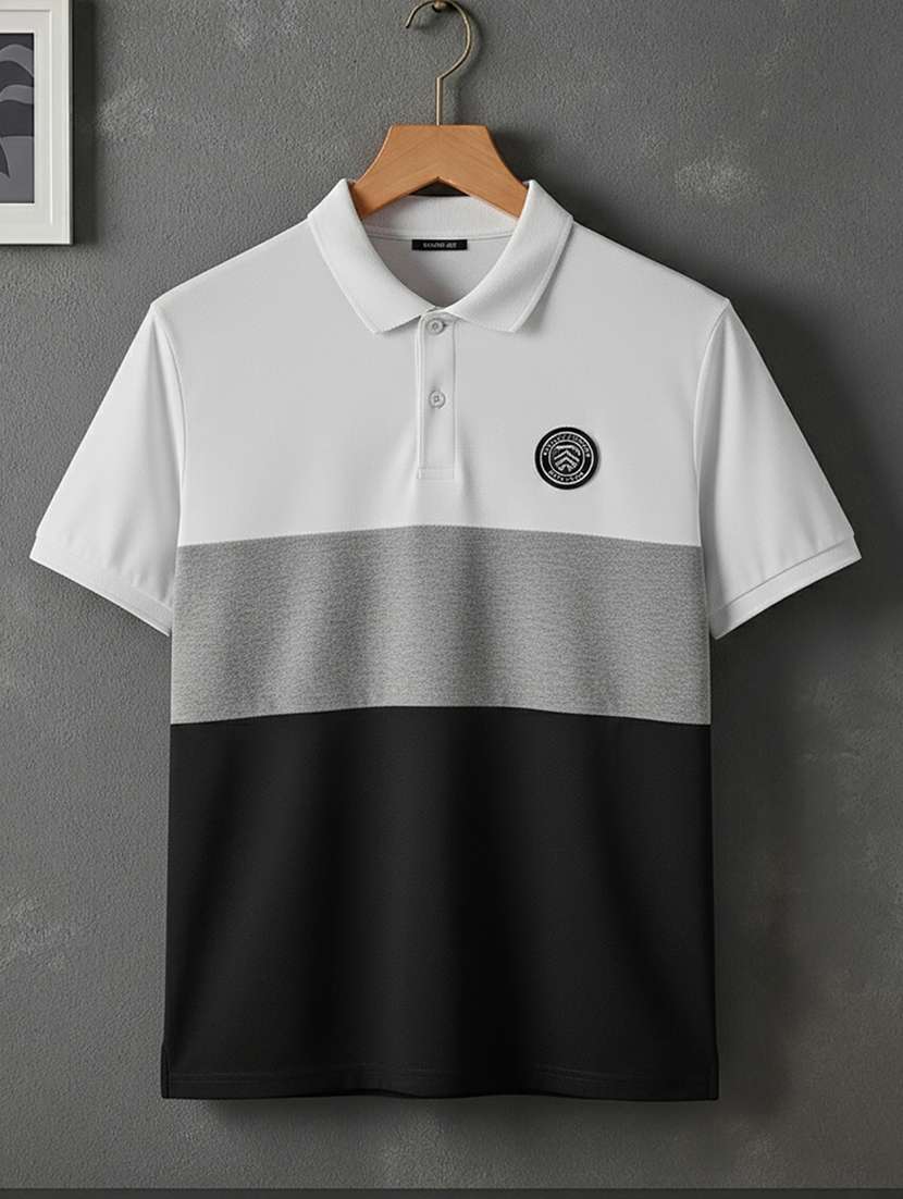 men color block short sleeve regular fit polo t-shirt - 22320139 -  Standard Image - 3