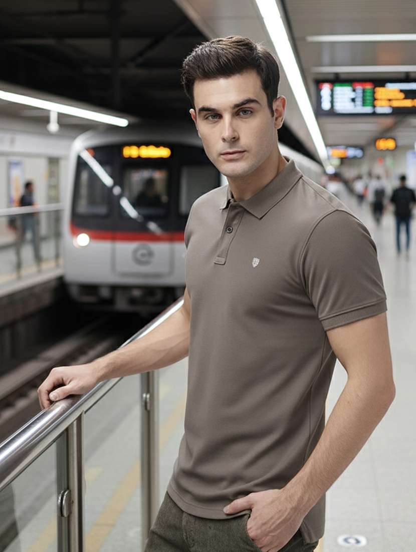 men solid short sleeve regular fit polo t-shirt