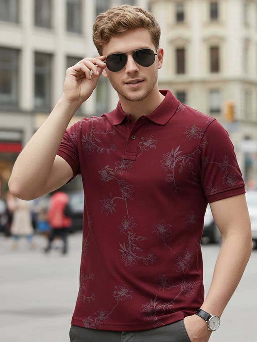 men printed short sleeve regular fit polo t-shirt