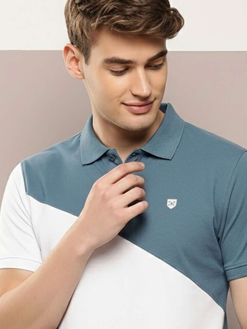 men color block short sleeve regular fit polo t-shirt - 22320212 -  Standard Image - 3
