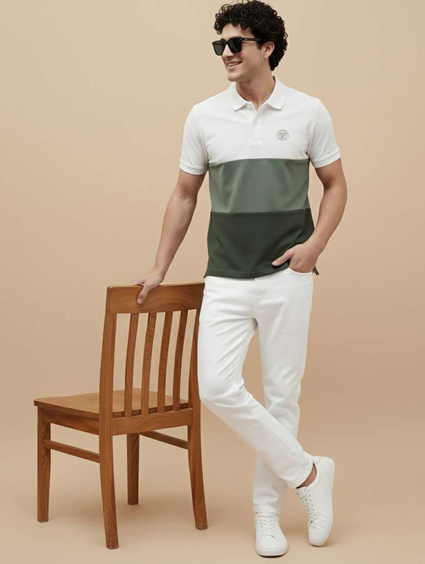 men color block short sleeve regular fit polo t-shirt - 22320216 -  Standard Image - 3