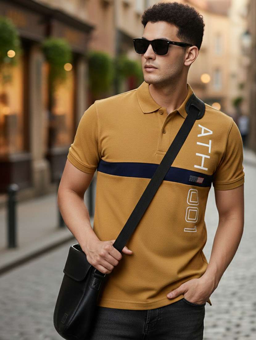 men printed short sleeve regular fit polo t-shirt