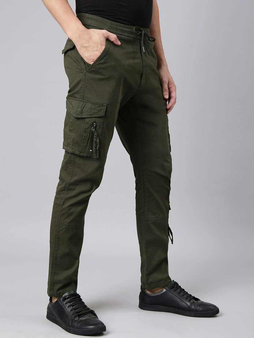 men solid mid rise regular fit cargo - 22320229 -  Standard Image - 3