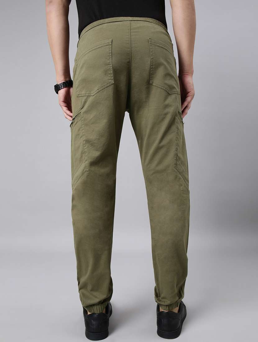 men solid mid rise regular fit jogger - 22320230 -  Standard Image - 3