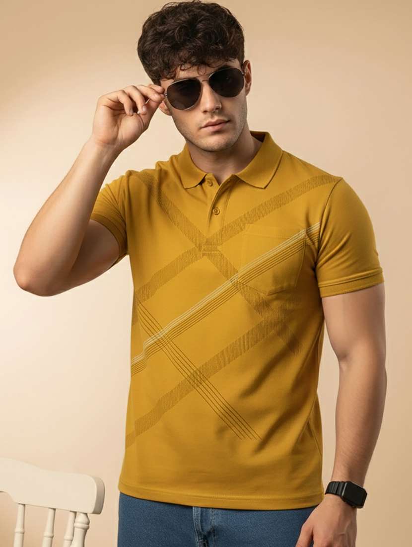 men printed short sleeve regular fit polo t-shirt