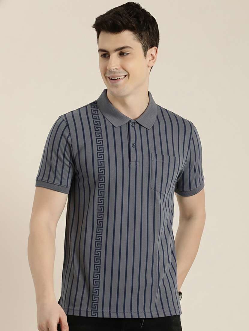 men striped short sleeve regular fit polo t-shirt