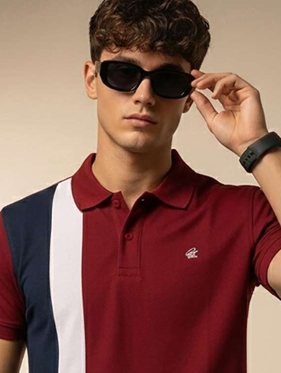 men color block short sleeve regular fit polo t-shirt - 22320243 -  Standard Image - 3