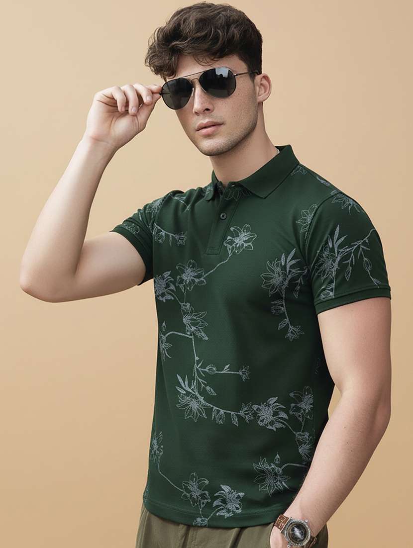 men printed short sleeve polo t-shirt