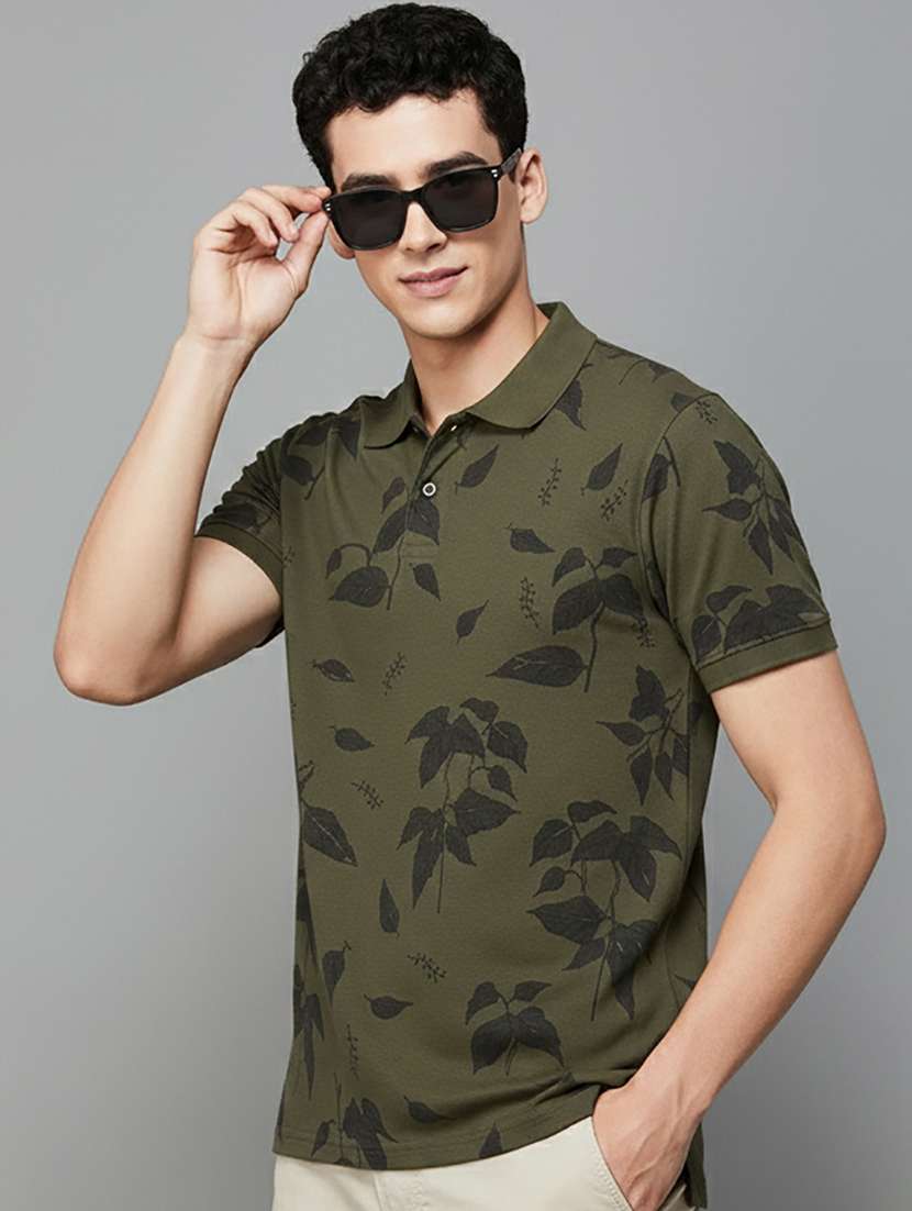 men printed short sleeve regular fit polo t-shirt