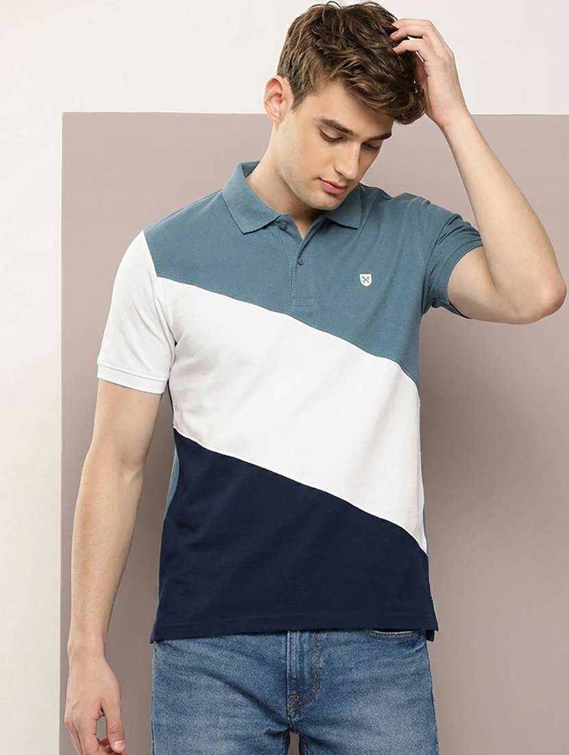 men color block short sleeve regular fit polo t-shirt
