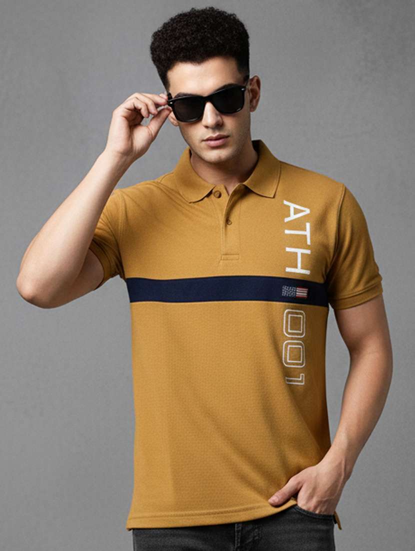 men printed short sleeve regular fit polo t-shirt