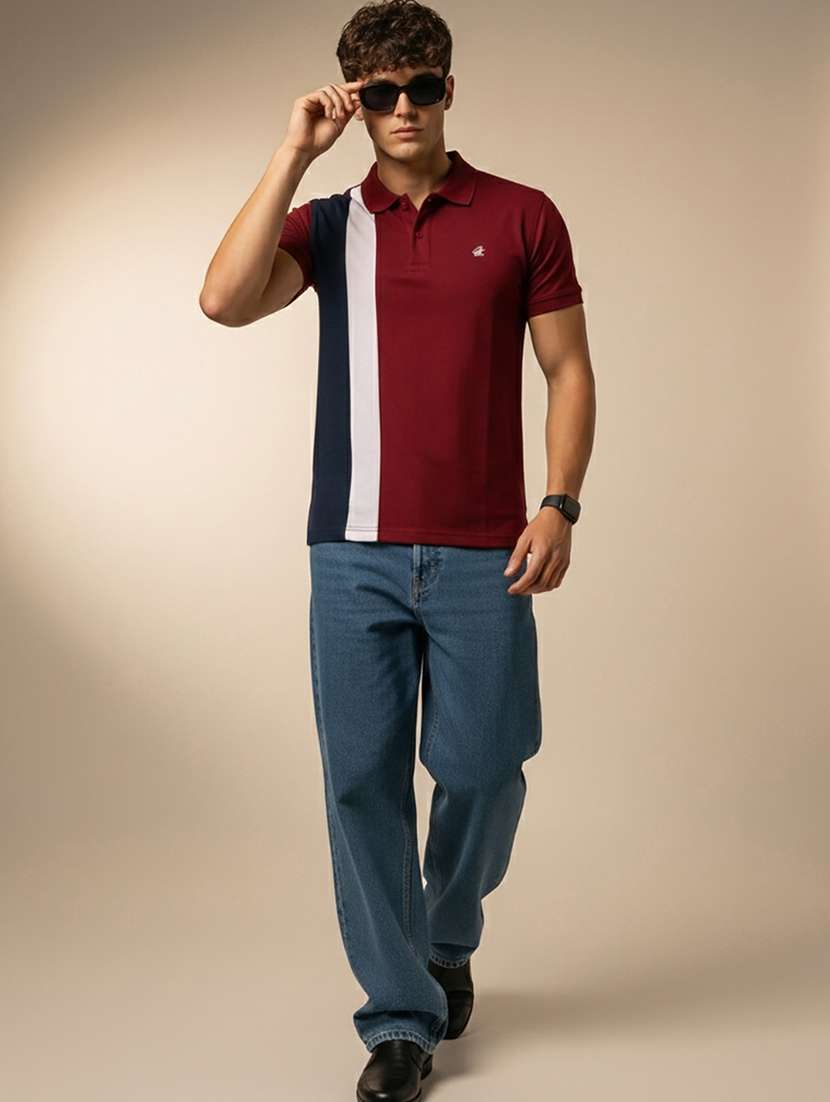 men color block short sleeve regular fit polo t-shirt - 22320321 -  Standard Image - 3