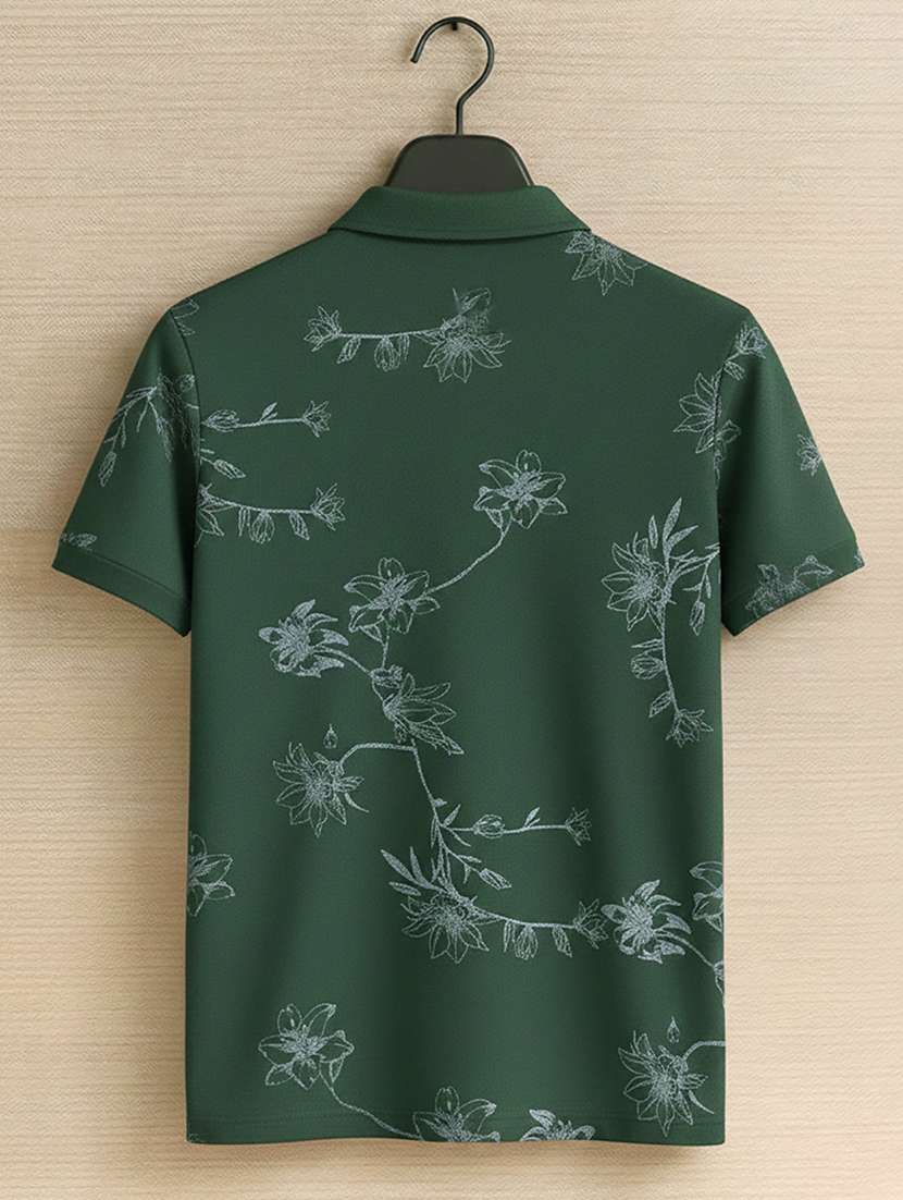 men floral printed short sleeve regular fit polo t-shirt - 22320349 -  Standard Image - 3