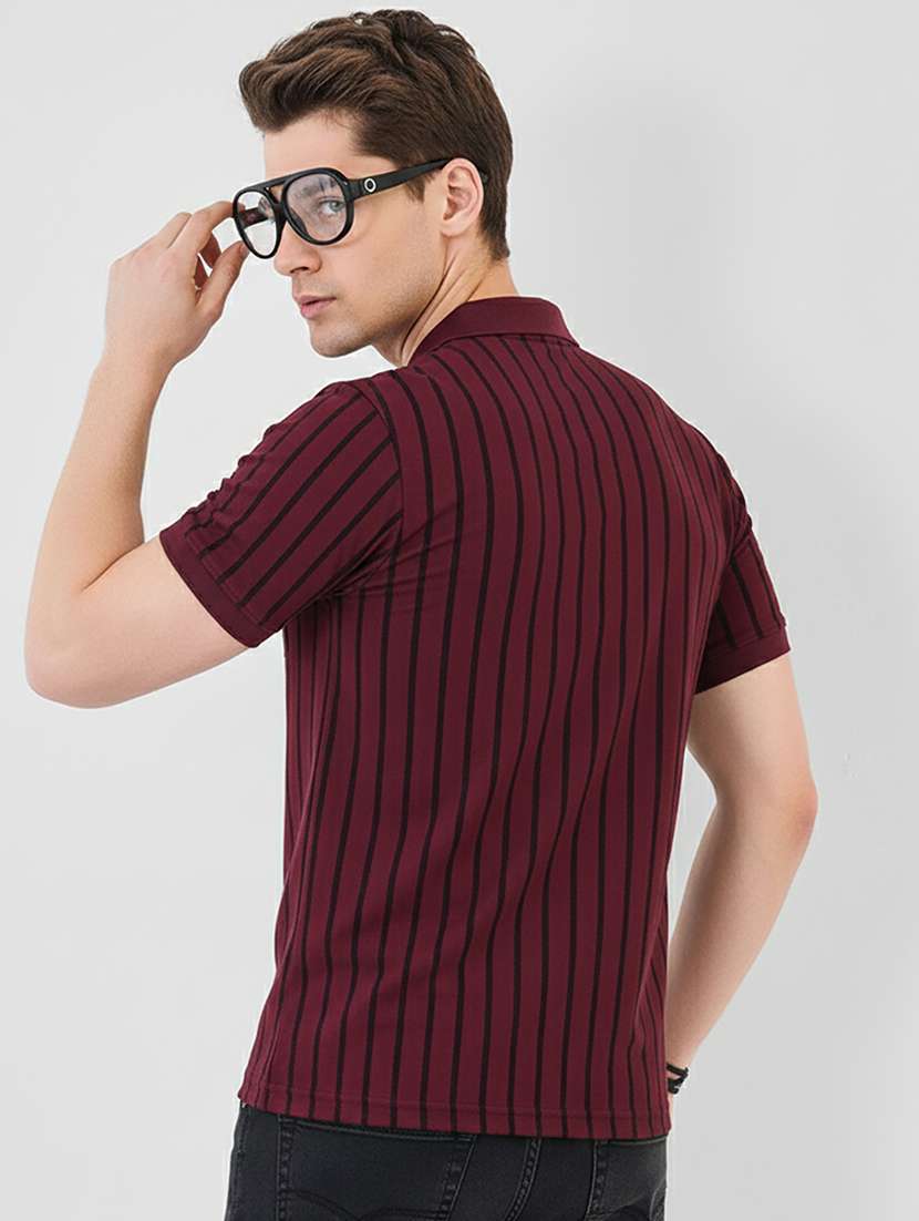 maroon cotton blend all over print tshirt - 22320394 -  Standard Image - 3