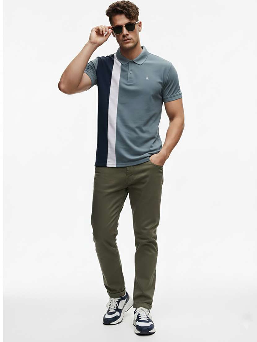 men color block short sleeve regular fit polo t-shirt - 22320398 -  Standard Image - 3