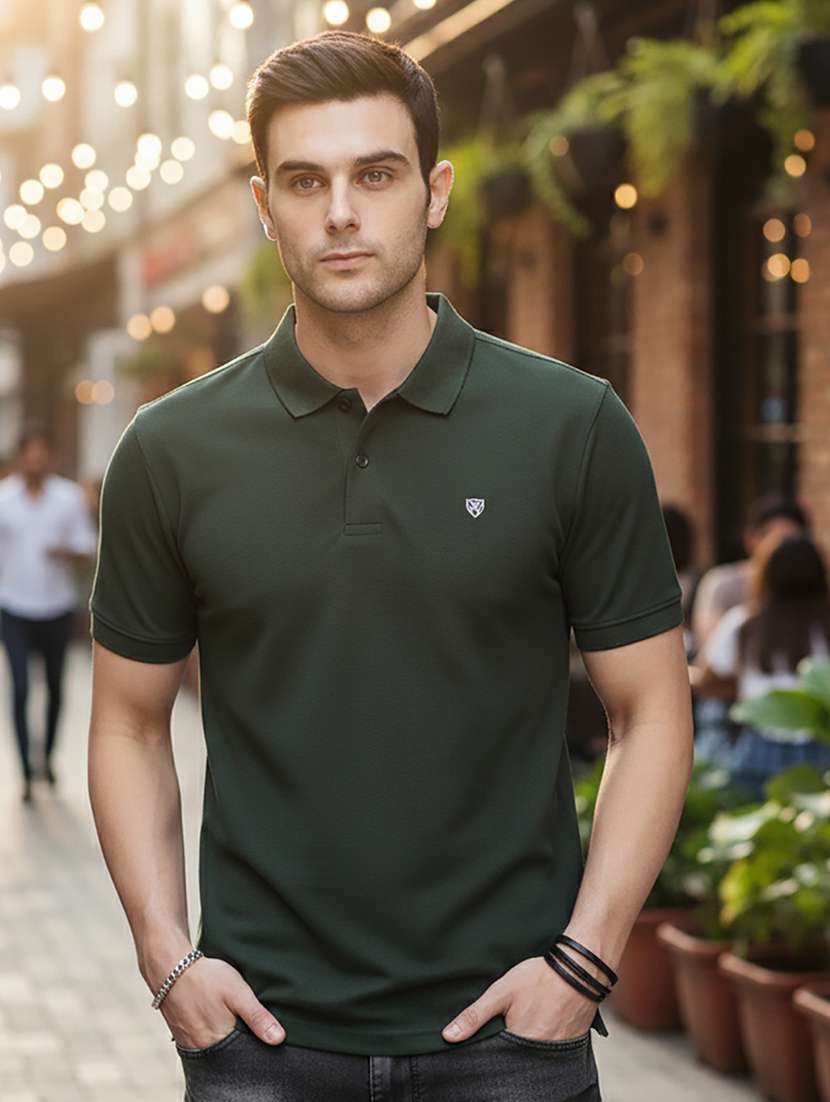 men solid short sleeve regular fit polo t-shirt