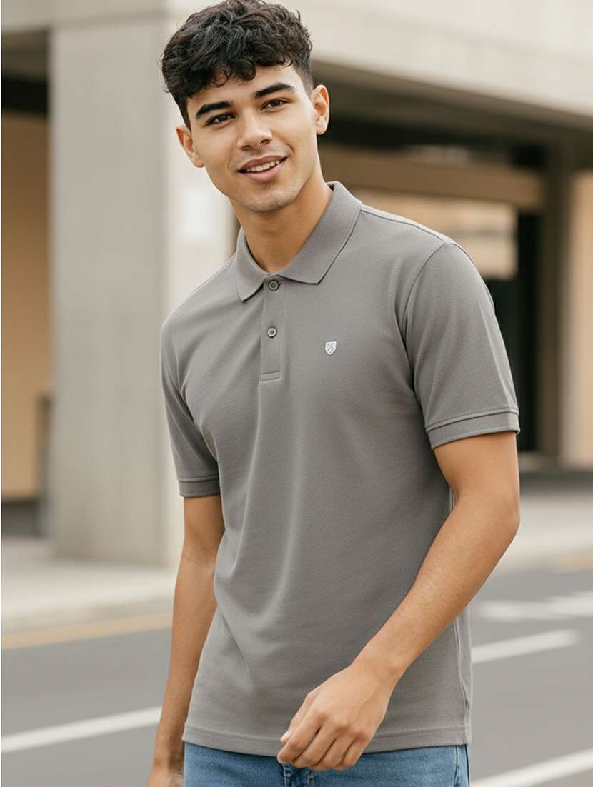 men solid short sleeve regular fit polo t-shirt