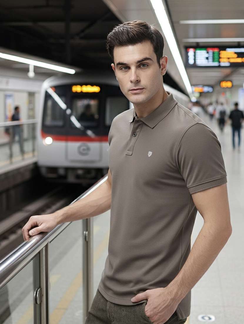 men solid short sleeve regular fit polo t-shirt