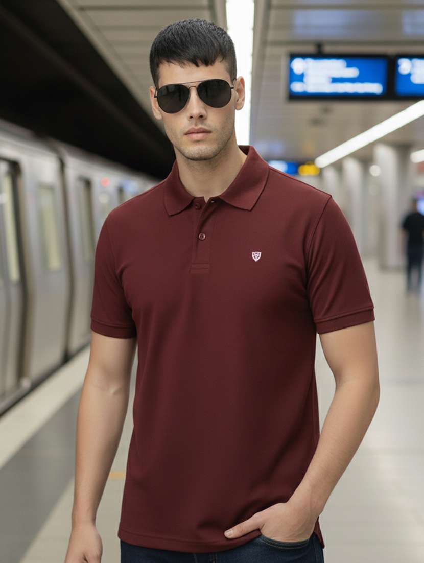 men solid short sleeve regular fit polo t-shirt