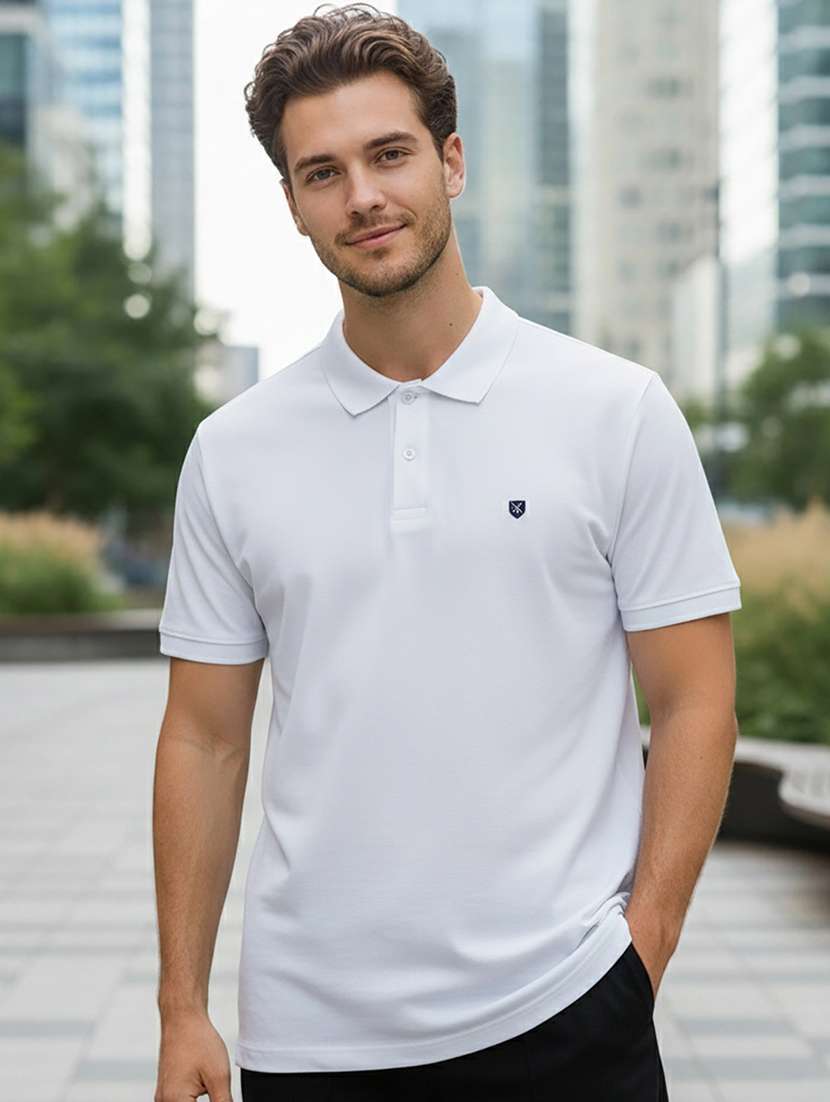 men solid short sleeve regular fit polo t-shirt