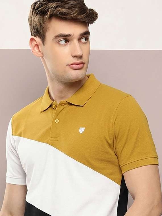 men color block short sleeve regular fit polo t-shirt - 22320458 -  Standard Image - 3