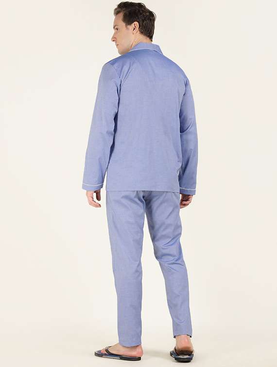 men solid long sleeve shirt & pyjamas night suit - 22320479 -  Standard Image - 3