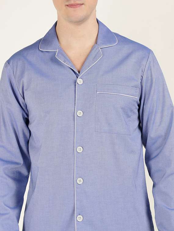 men solid long sleeve shirt & pyjamas night suit - 22320479 -  Standard Image - 5