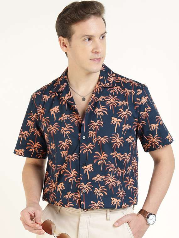 men collared short sleeve regular fit shirt