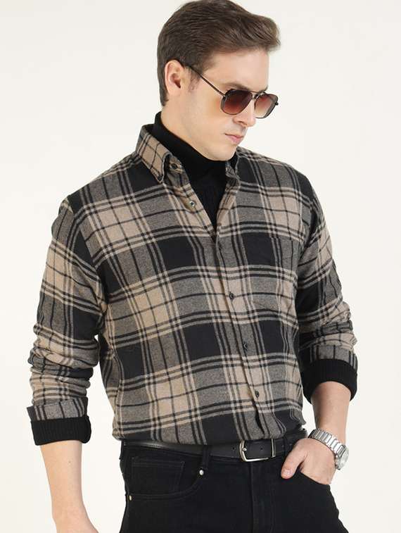 men collared long sleeve regular fit shirt