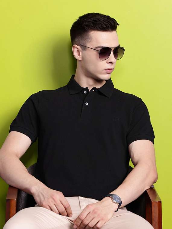 men solid short sleeve regular fit polo t-shirt