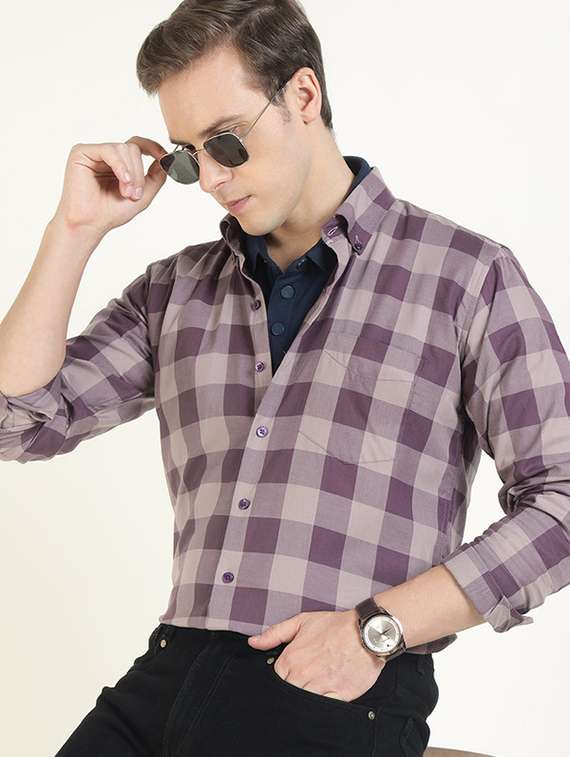 men collared long sleeve regular fit shirt